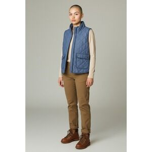 Artisan NY Womens Blue Quilted Denim Look Puffer Vest‎ Full Zip Size M